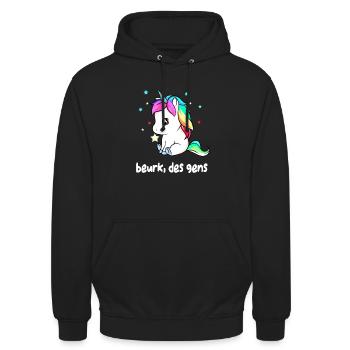 Beurk des gens - Sweat-shirt à capuche unisexe - noir - Devant - Alina (178cm) & Michal (187cm)