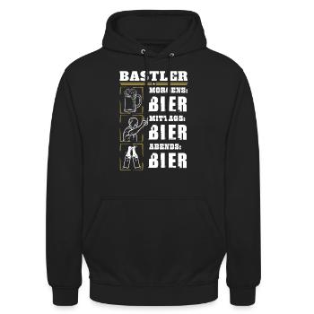Mein Tagesablauf als Bastler - Unisex Hoodie - Schwarz - Vorne - Alina (178cm) & Michal (187cm)