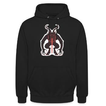 Krampus Anti-Weihnachtsdämon - Unisex Hoodie - Schwarz - Vorne - Alina (178cm) & Michal (187cm)