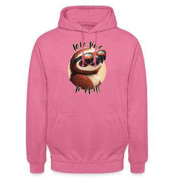 Sloth with text black - Unisex Hoodie - pink - Front - Alina (178cm) & Michal (187cm)