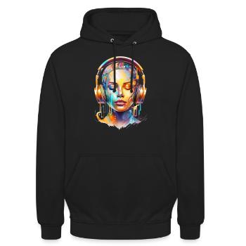 illustration of A DJ, colorful - Unisex Hoodie - black - Front - Alina (178cm) & Michal (187cm)