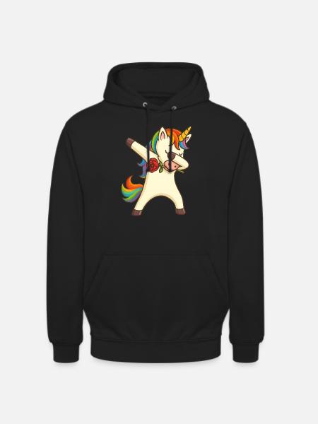 Dabbing Licorne avec Licorne Rose - Sweat-shirt à capuche unisexe - noir