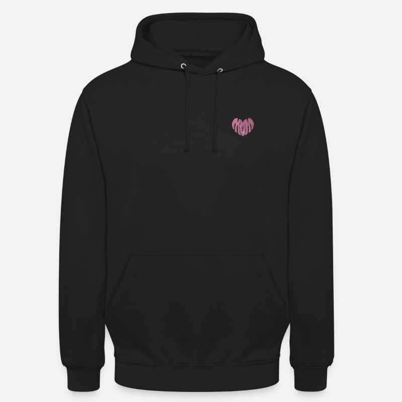 Mamma Hjärta Rosa Broderat - Luvtröja unisex - svart