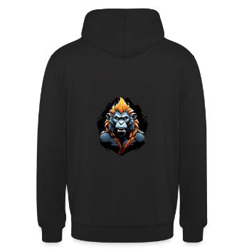 Babouin en colère avec de longues dents - Sweat-shirt à capuche unisexe - noir - Dos - Michal (187cm)