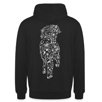 Islandpferd aus Blumenranken weiss - Unisex Hoodie - Schwarz - Hinten - Michal (187cm)