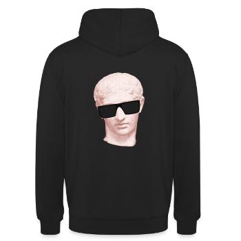Griechische Statue mit Brille - Unisex Hoodie - Schwarz - Hinten - Michal (187cm)