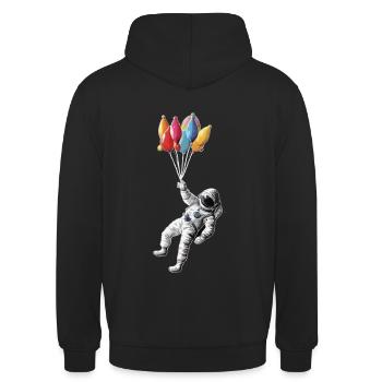 Astronaute avec des ballons - Sweat-shirt à capuche unisexe - noir - Dos - Michal (187cm)