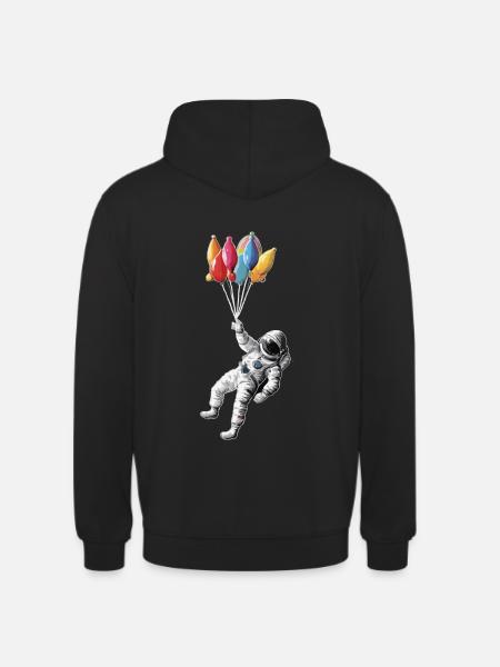 Astronaut mit Luftballons - Unisex Hoodie - Schwarz