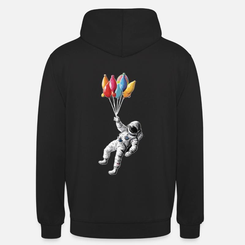 Astronaute avec des ballons - Sweat-shirt à capuche unisexe - noir