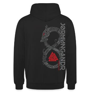 Serpent du monde viking Serpent de Midgard - Sweat-shirt à capuche unisexe - noir - Dos - Michal (187cm)