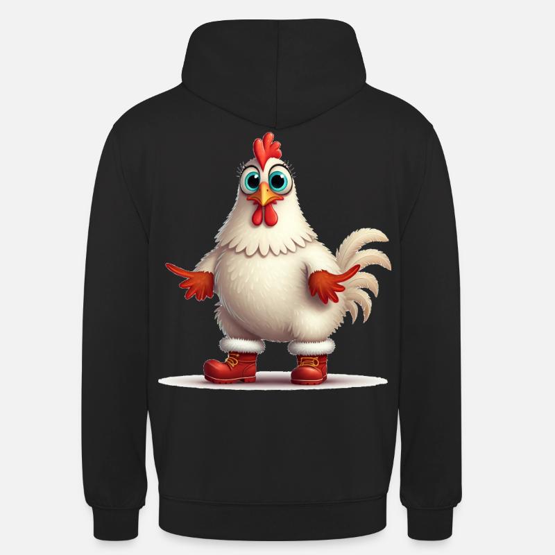 Poule fougueuse avec bottes - Sweat-shirt à capuche unisexe - noir