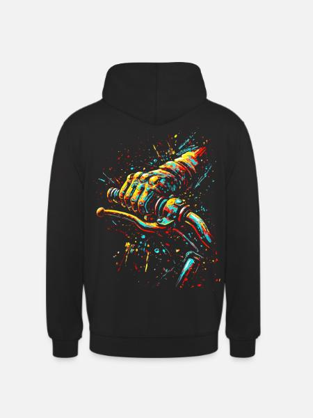 Street Style Biker Motif Full Throttle Manopola dell'acceleratore - Felpa con cappuccio unisex - nero