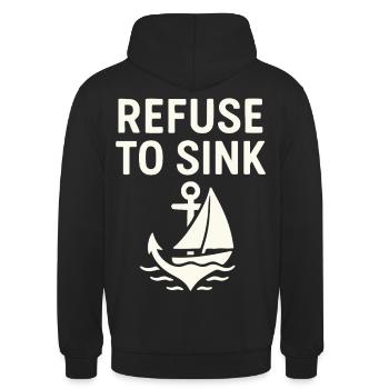 Refuse to Sink – Maritime Typo Meer Segeln Boot - Unisex Hoodie - Schwarz - Hinten - Michal (187cm)