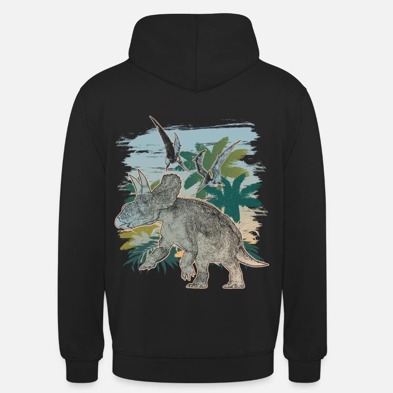 Dinosaure Diceratops à l'état sauvage - Sweat-shirt à capuche unisexe - noir