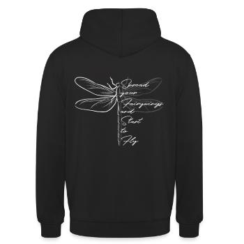 Libelle Flügel & Fliegen Inspiration Motivation - Unisex Hoodie - Schwarz - Hinten - Michal (187cm)