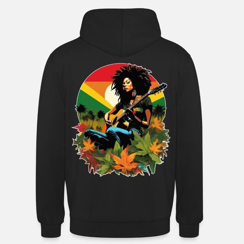 Guitariste de reggae rastafari - Sweat-shirt à capuche unisexe - noir