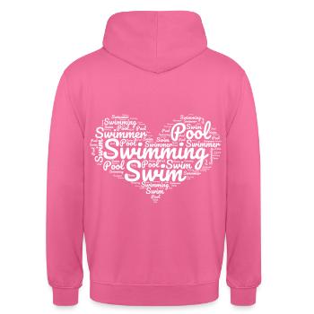 Schwimmer Herz Schwimmen Wassersport Schwimmbad - Unisex Hoodie - Pink - Hinten - Michal (187cm)