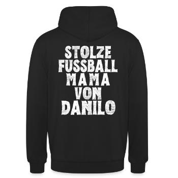 Stolze Fussball Mama von Danilo - Unisex Hoodie - Schwarz - Hinten - Michal (187cm)