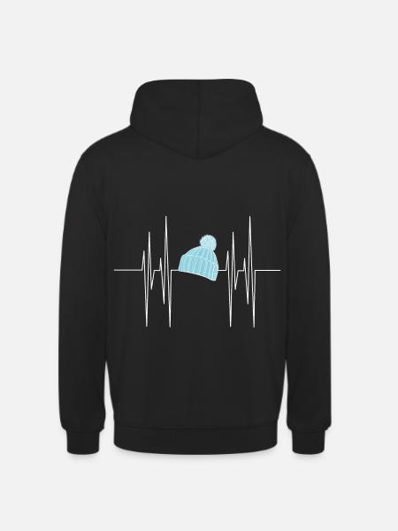 Winter Beanie ECG - Unisex Hoodie - black