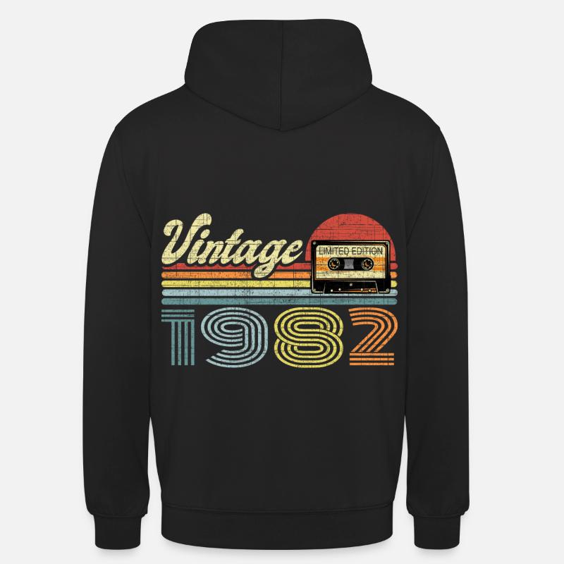 Vintage 1982 Cassette Mixtape - 39e anniversaire - Sweat-shirt à capuche unisexe - noir