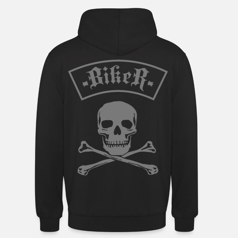 Biker Skull & Bones - Sweat-shirt à capuche unisexe - noir