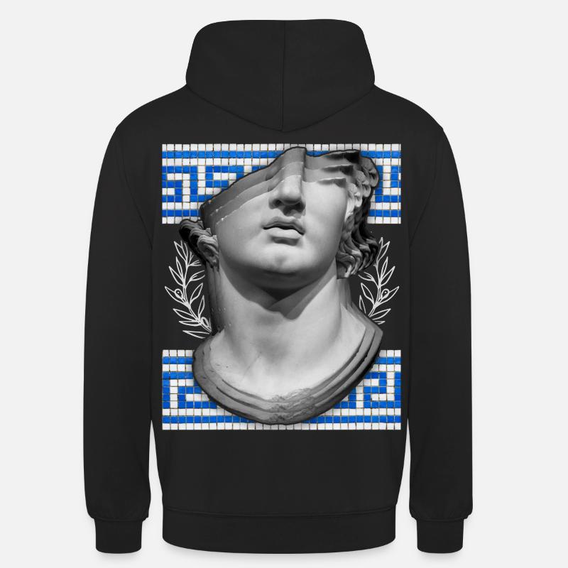 Greece, ancient sculpture, meandering pattern - Unisex Hoodie - black