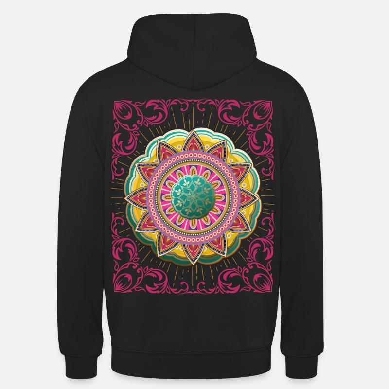 Arabesque, Mandala Design, 3D Mandala - Sweat-shirt à capuche unisexe - noir
