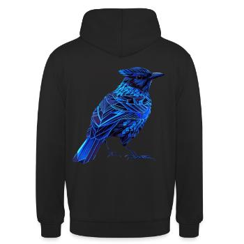 Geometric Blue Jay Bird Colorful Abstract Bird Lov - Unisex Hoodie - Schwarz - Hinten - Michal (187cm)