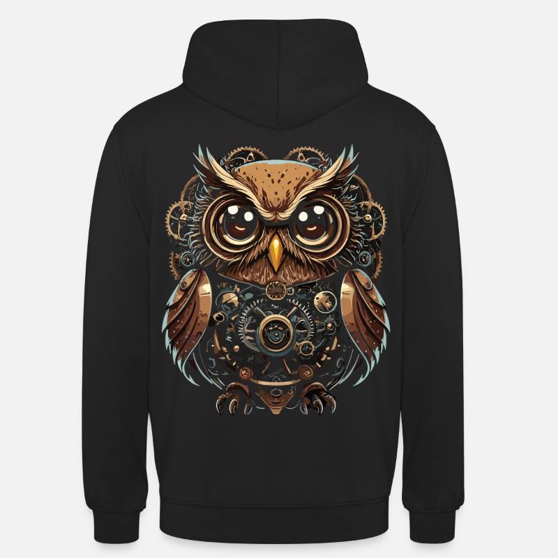 Faszinierende Steampunk-Eule: Einzigartiges Design - Unisex Hoodie - Schwarz