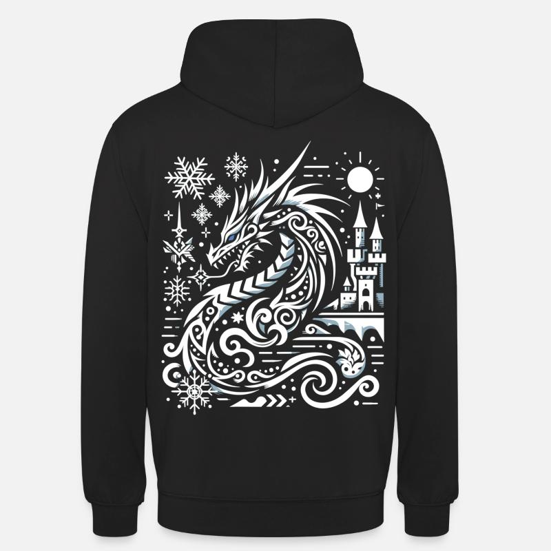 Eisdrache im Schneeglanz - Unisex Hoodie - Schwarz