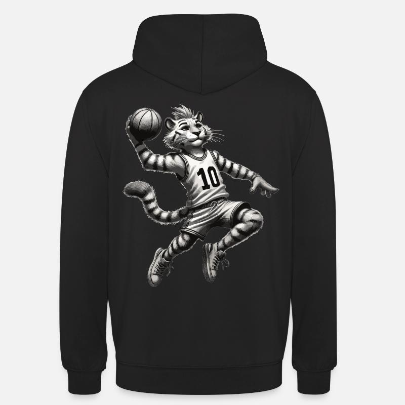 Tiger jouant au basket - Sweat-shirt à capuche unisexe - noir