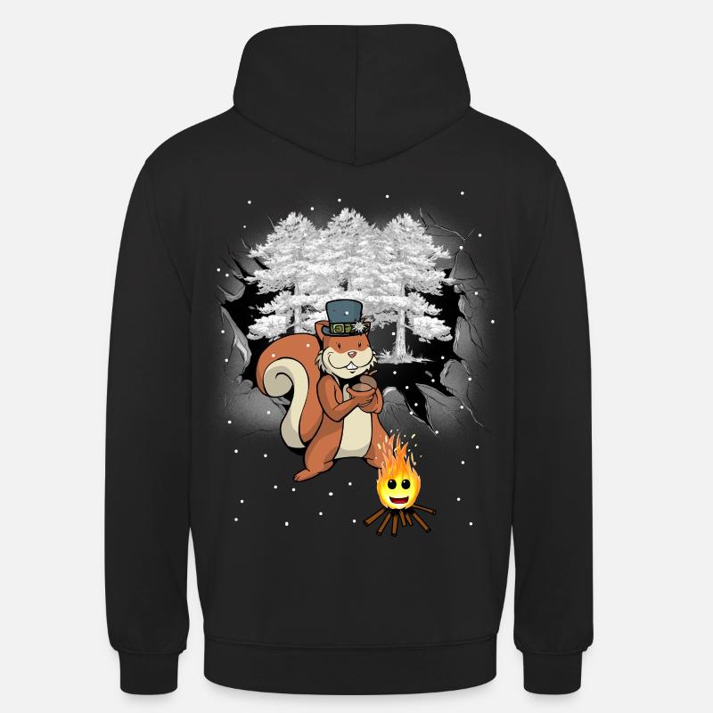 Winter Wald Eichhörnchen Kinder - Unisex Hoodie - Schwarz