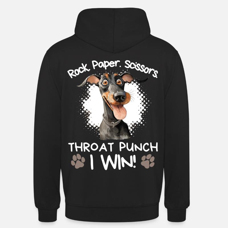 Roche Papier Ciseaux Doberman Sarcastique - Sweat-shirt à capuche unisexe - noir