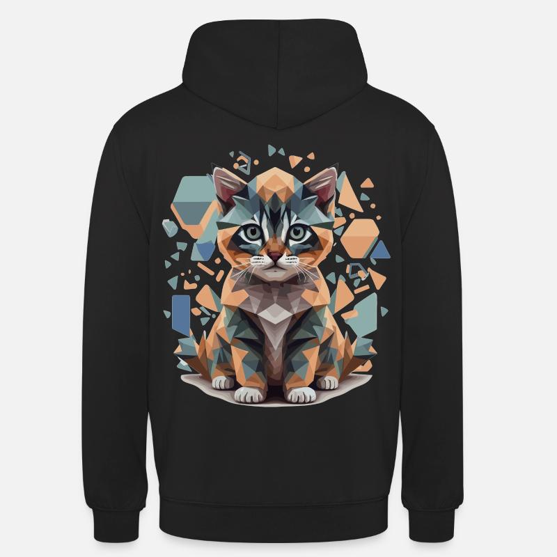 Polygon Katze Low-Poly - Unisex Hoodie - Schwarz