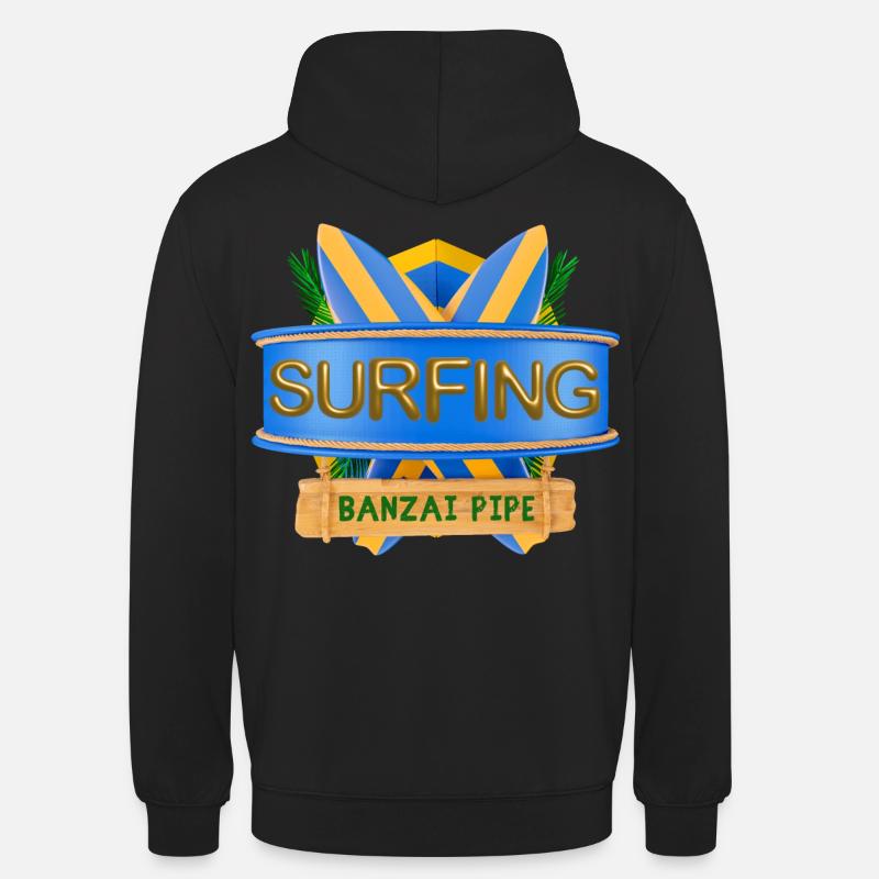 Hawaï, Surf, Banzai Pipeline - Sweat-shirt à capuche unisexe - noir