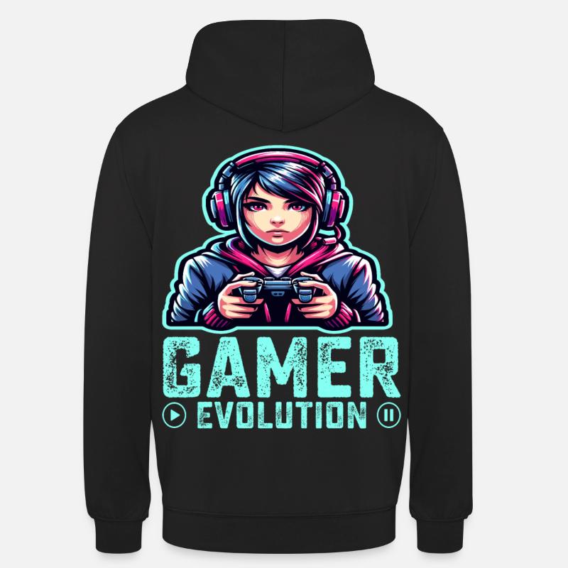 Évolution d’un gamer, design de jeu cool - Sweat-shirt à capuche unisexe - noir