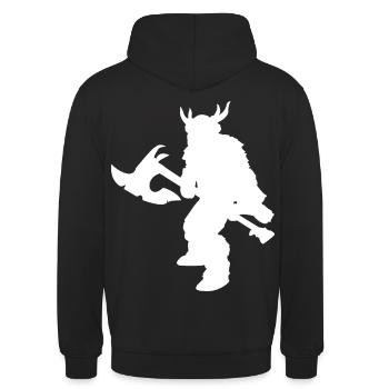 Fantasy Rollenspiel - Barbaren Silhouetten Design - Unisex Hoodie - Schwarz - Hinten - Michal (187cm)