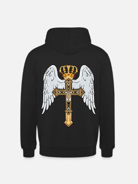 Himmlisches Kreuz mit Krone - Unisex Hoodie - Schwarz