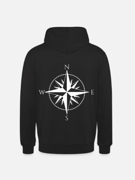 Windrose Himmelsrichtungen Seefahrt Kompass - Unisex Hoodie - Schwarz