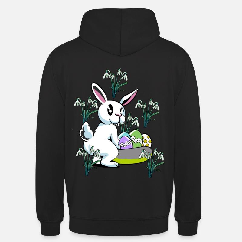 Spring snowdrop flowers Easter bunny - Unisex Hoodie - black