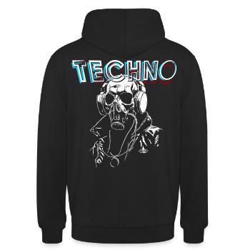 TECHNO - Unisex Hoodie - Schwarz - Hinten - Michal (187cm)