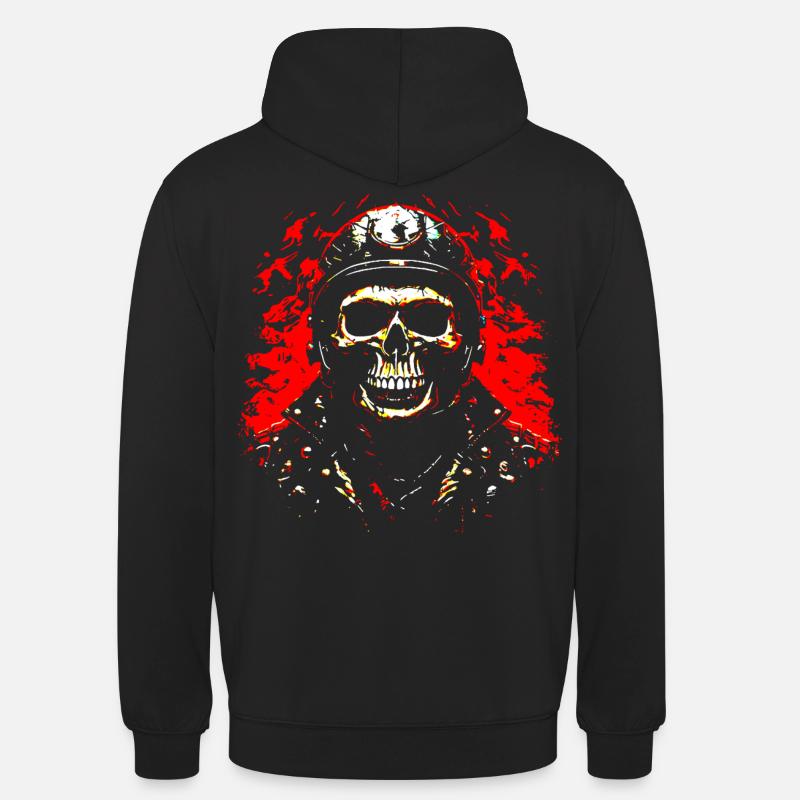 Fiery Skull Biker - Unisex Hoodie - black