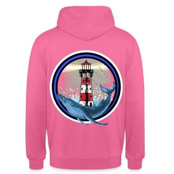 Poisson mammifère marin Baleine Poisson Phare Nautique - Sweat-shirt à capuche unisexe - rose - Dos - Michal (187cm)