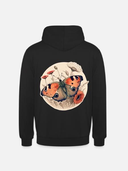 Peacock Butterfly - Unisex Hoodie - black