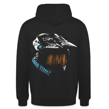Motocross Helm - Unisex Hoodie - Schwarz - Hinten - Michal (187cm)