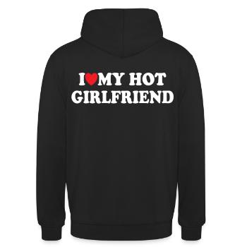 I Love My Hot Girlfriend - Unisex Hoodie - Schwarz - Hinten - Michal (187cm)