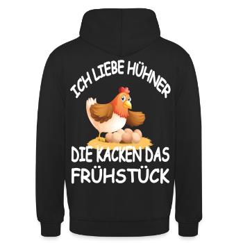 Ich Liebe Hühner Die Kacken das Frühstück - Unisex Hoodie - Schwarz - Hinten - Michal (187cm)
