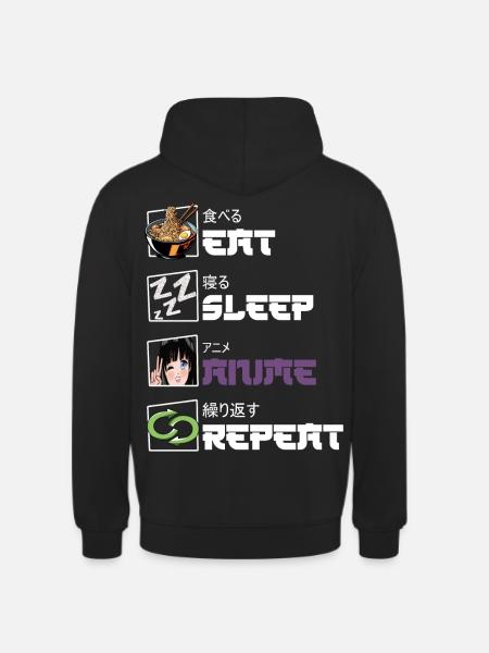 Eat Sleep Anime Repeat - Unisex Hoodie - black