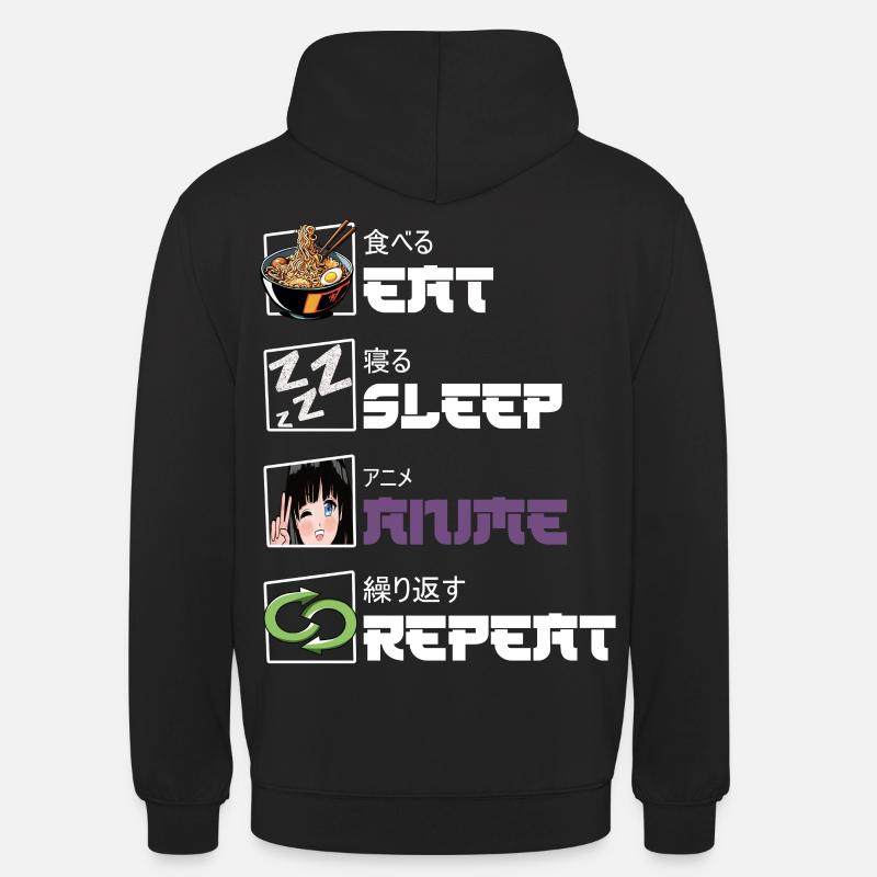 Manger Sommeil Anime Répéter - Sweat-shirt à capuche unisexe - noir