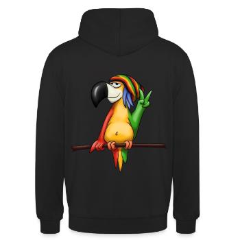 Reggae Perroquet cool musique nonchalante cadeau - Sweat-shirt à capuche unisexe - noir - Dos - Michal (187cm)